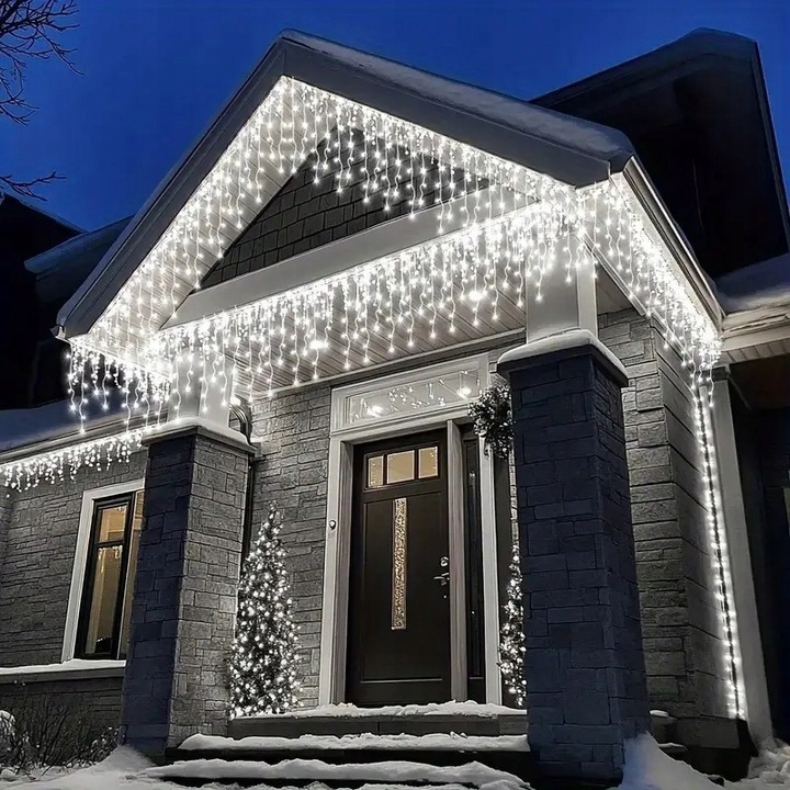 SOPLE LED 300 Zimny Biały+FLASH 14m Kurtyna Świetlna Lampki Zewnętrzne IP44