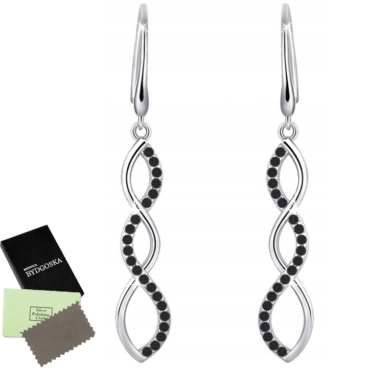 Srebrne kolczyki długie wiszące damskie rodowane czarne srebro próba 925