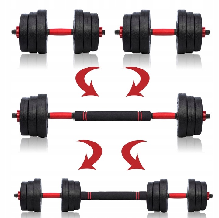 HANTLE BITUMICZNE REGULOWANE 2x5KG + SZTANGA = ZESTAW 10KG + KETTLEBELL