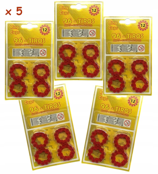 Kapiszony do Pistoletu - 12-ki - 96 strzałów x 5 Blistrów - 480 strzałów