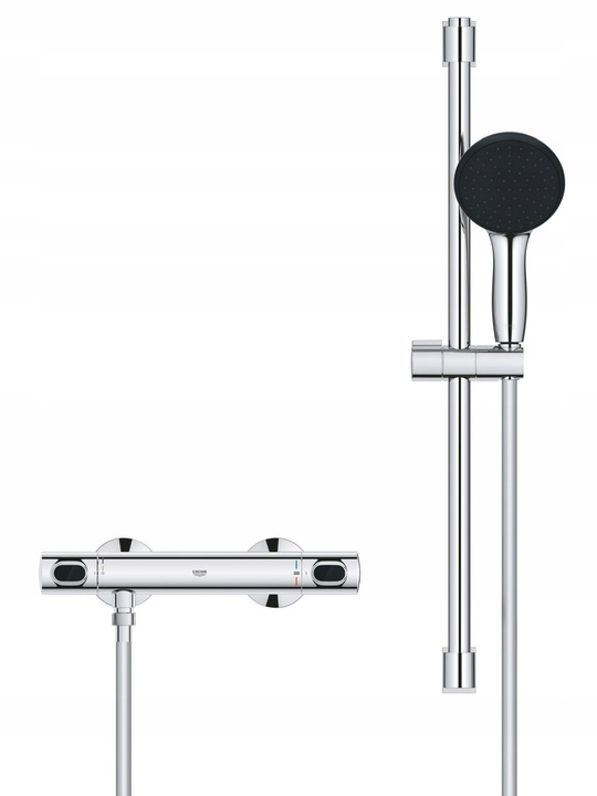 Zestaw prysznicowy GROHE Bateria Termostat Drążek Słuchawka Chrom 34800001