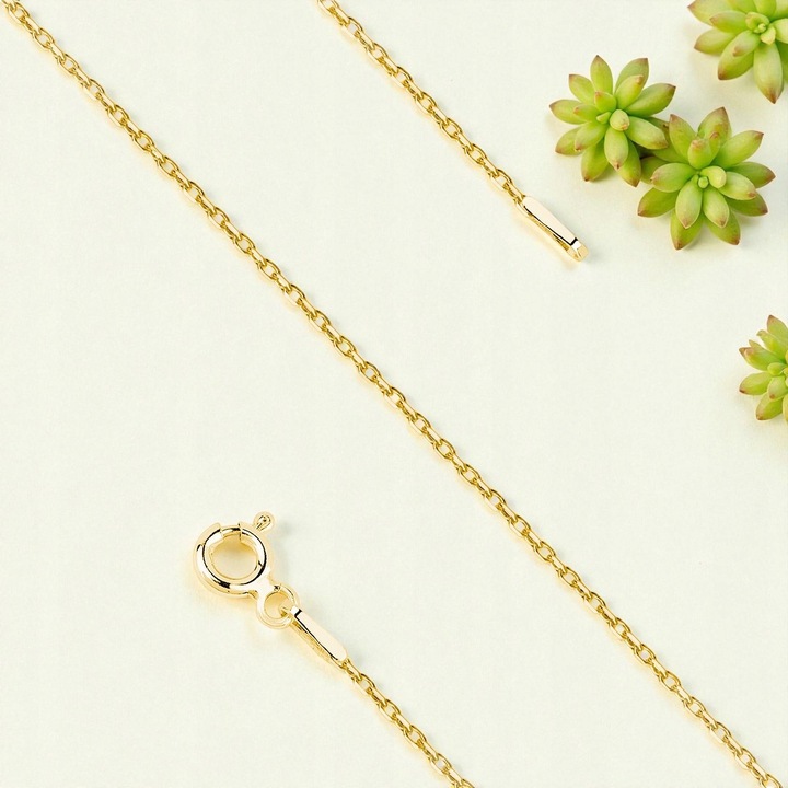 ŁAŃCUSZEK SREBRNY pr 925 ANKIER pozłacany Damski Prezent delikatny 55cm