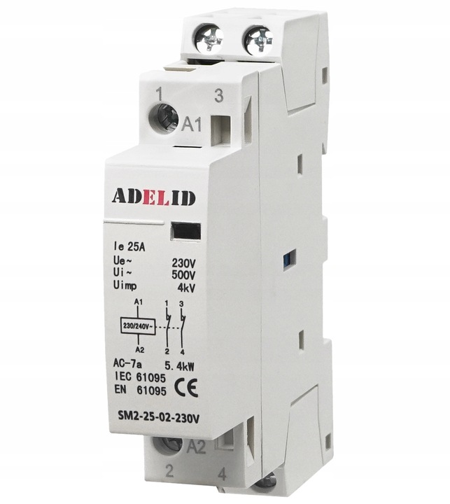 STYCZNIK MODUŁOWY 25-02 230V 20A 25A 1P 2NC 1-FAZ