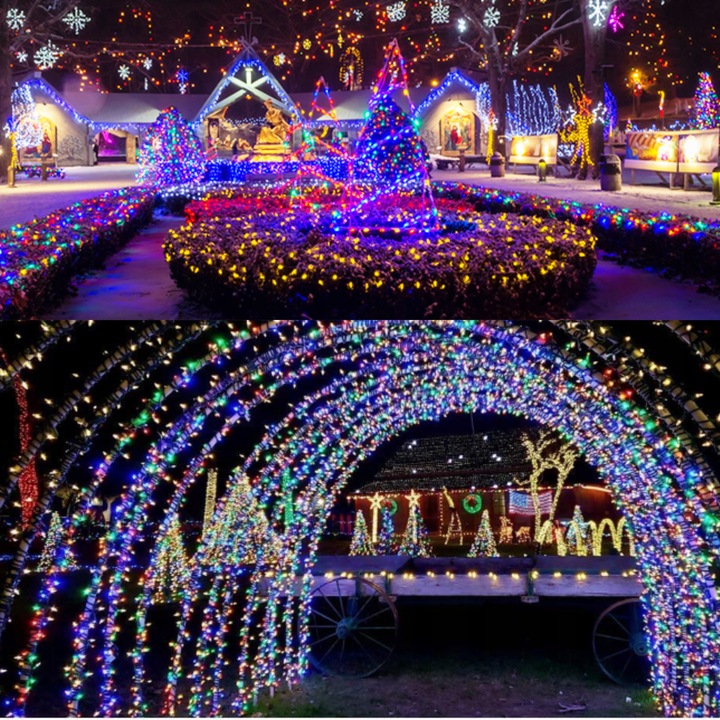 LAMPKI CHOINKOWE 1000 LED ZEWNĘTRZNE STAŁE FLASH GRUBY KABEL KURTYNA MULTI