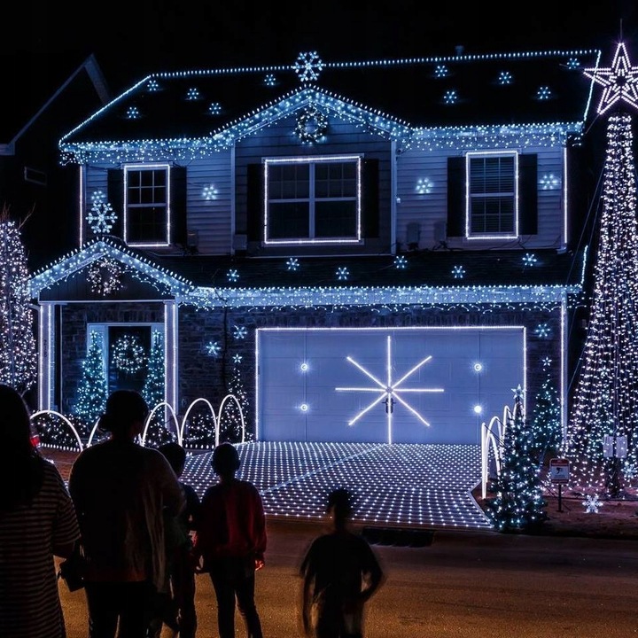 LAMPKI CHOINKOWE SOLARNE 500 LED 52m GIRLANDA ZIMNE BIAŁE 8 FUNKCJI