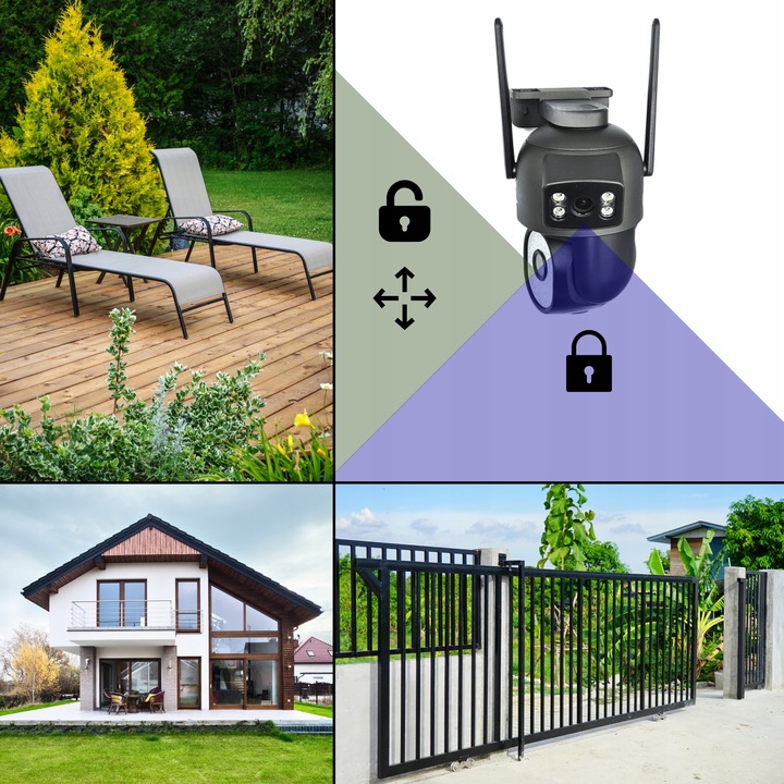 PODWÓJNA KAMERA WIFI IP ZEWNĘTRZNA OBROTOWA ŚLEDZENIE 2X3MPX DOŚWIETLENIE