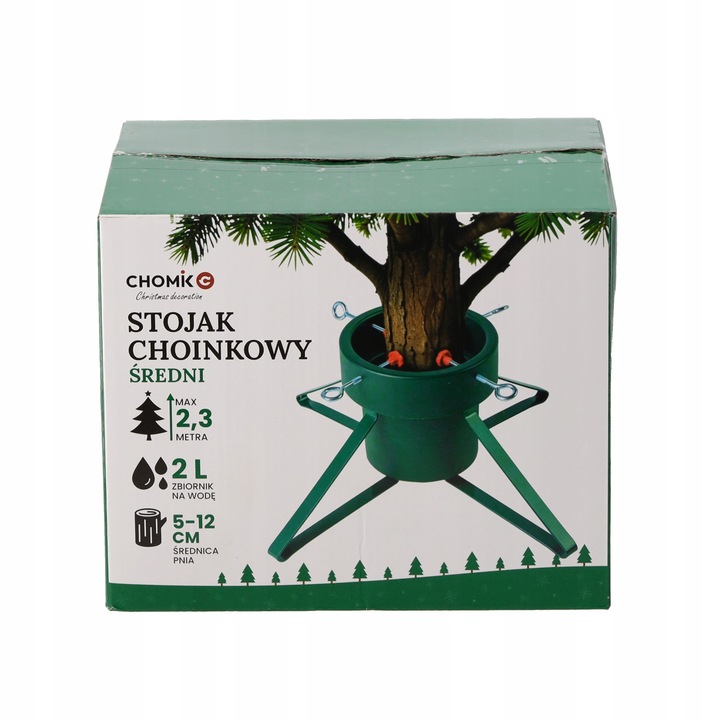 STOJAK CHOINKOWY MASYWNY 5-12 CM Z REGULACJĄ I POJEMNIKIEM NA WODĘ