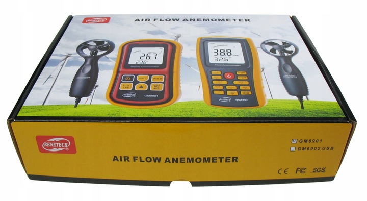 ANEMOMETR WIATROMIERZ POMIAR PRĘDKOŚCI POWIETRZA MIERNIK WIATRU TEMPERATURY