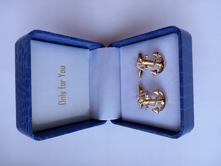 Złote spinki do koszul Kotwice Marine dla Żeglarza