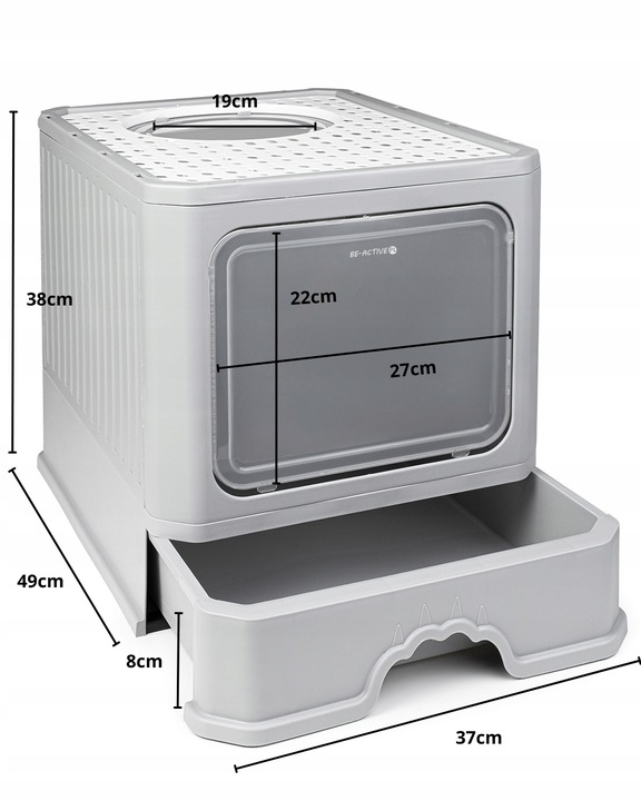 KUWETA DLA KOTA Z SZUFLADĄ ZAMKNIĘTA DUŻA KRYTA NA ŻWIREK TOALETA ŁOPATKA