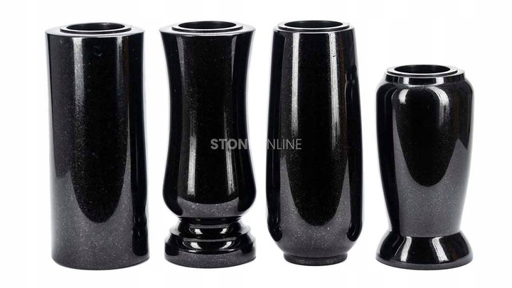 Elegancki WAZON z czarnego GRANITU WELEGANT12 na cmentarz StoneOnline