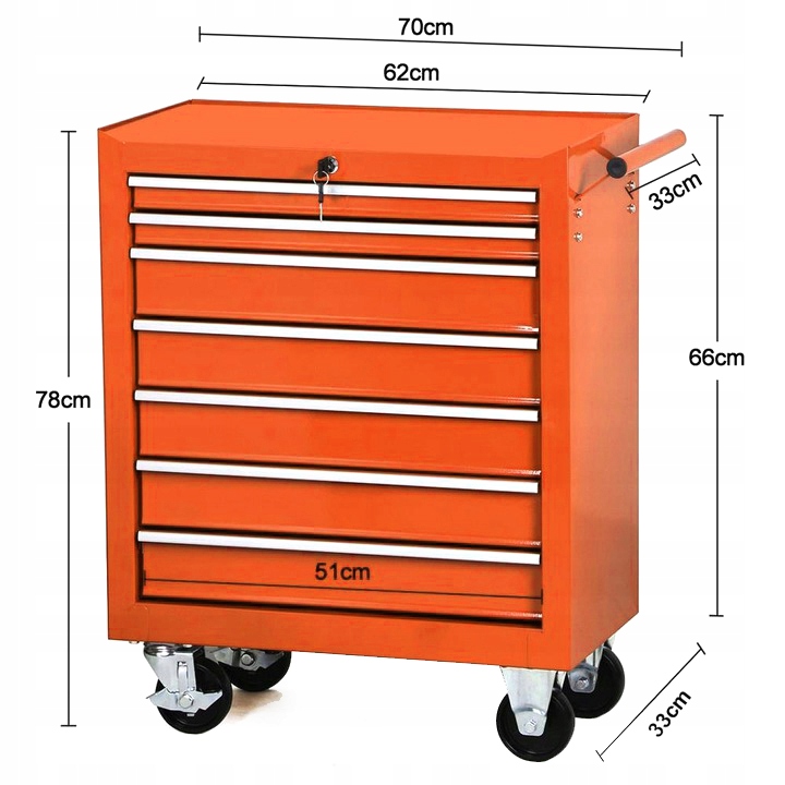 SZAFKA POMARAŃCZOWA WARSZTATOWA WÓZEK NARZĘDZIOWY 688 EL. PRO 7 SZUFLAD