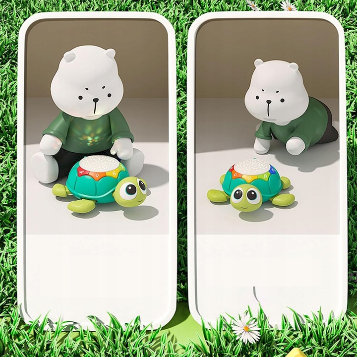 UCIEKAJĄCY PEŁZAJĄCY żółw INTERAKTYWNA ZABAWKA CHODZĄCY MUZYKA i projekcją