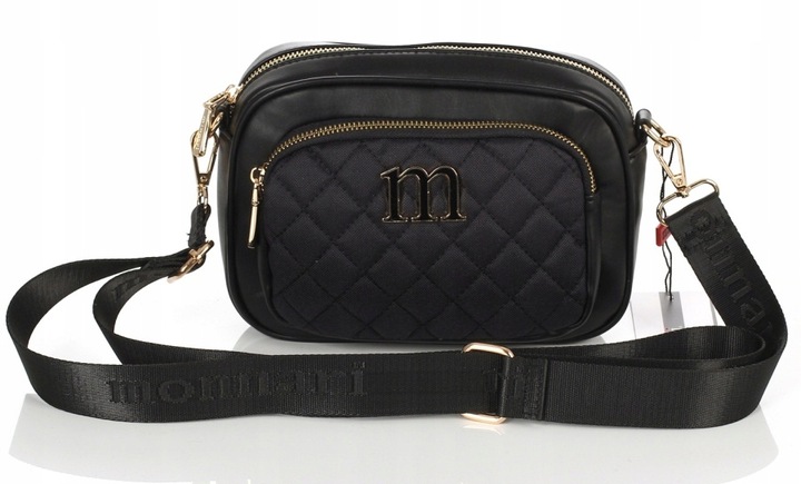 MONNARI Zgrabna pikowana czarna torebka listonoszka Regulowany pasek