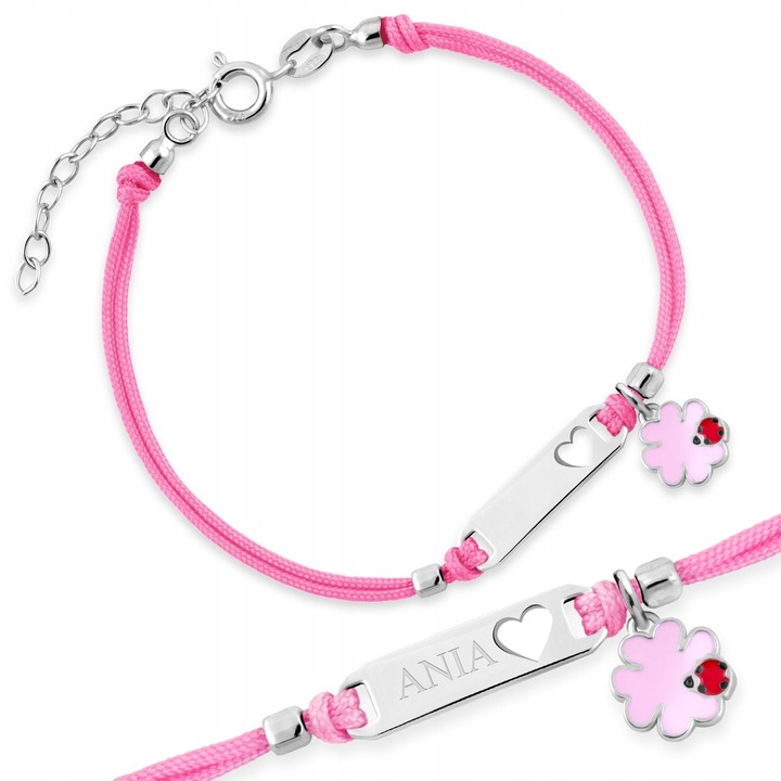 BRANSOLETKA SREBRNA ID 925 KONICZYNKA GRAWER SERCE PAMIĄTKA CHRZTU ŚWIĘTEGO