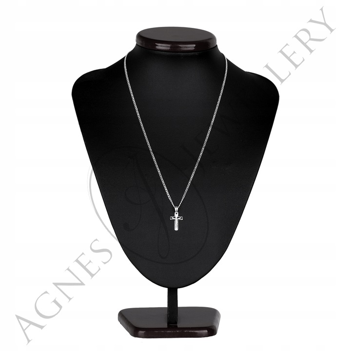 ŁAŃCUSZEK SREBRNY 925 KRZYŻYK D800 KOMUNIA 45CM