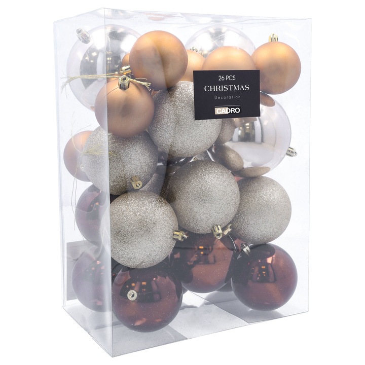 BOMBKI choinkowe plastikowe na choinkę brązowe różne rozmiary 26 sztuk