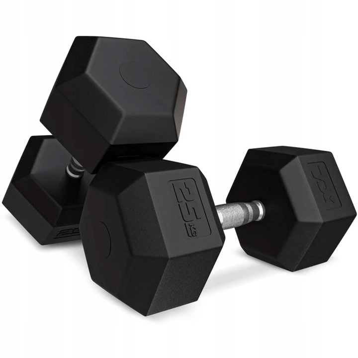 Hantla hex hantel żeliwny do ćwiczeń gumowany żeliwny 25 kg Trex Sport