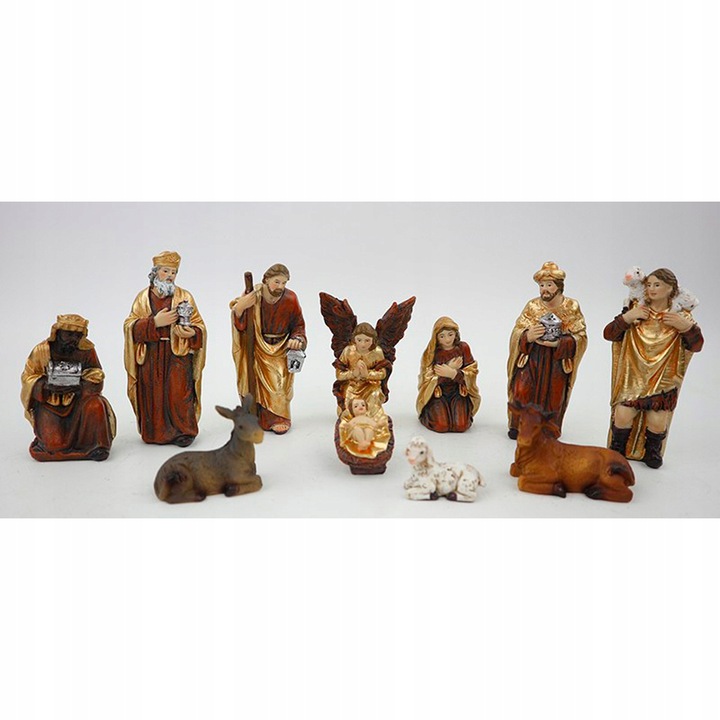 FIGURKI / POSTACIE DO SZOPKI BETLEJEMSKIEJ 10 cm - 11 elementów (złota)
