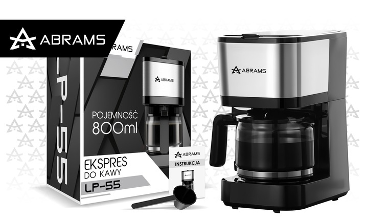 EKSPRES DO KAWY PRZELEWOWY 800ML 1000W BLOKADA KAPANIA PODTRZYMANIE TEMP