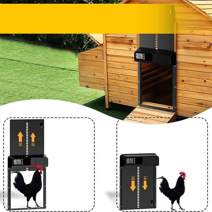 AUTOMATYCZNE DRZWI DO KURNIKA OTWIERANIE DRZWI Z TIMEREM METALOWE CZUJNIK