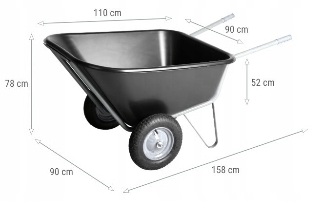 Taczka ogrodowa dwukołowa koleba wózek paszowy JAPONKA 350L PLASTIKOWY