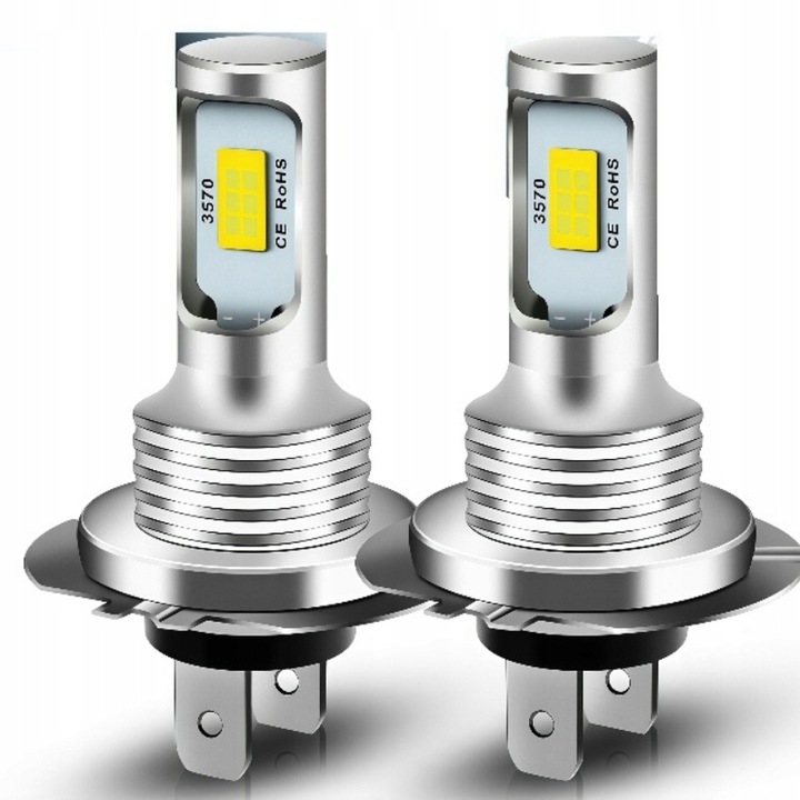 2x ŻARÓWKI LED H7 BARDZO MOCNE 8000LM 6500K 1:1 CANBUS 50000H 80W DC 12-24V
