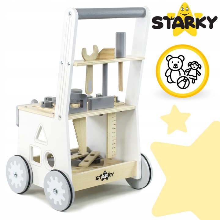 PCHACZ DREWNIANY CHODZIK JEŻDZIK DZIECI WARSZTAT ZESTAW MAJSTERKOWICZA 3w1