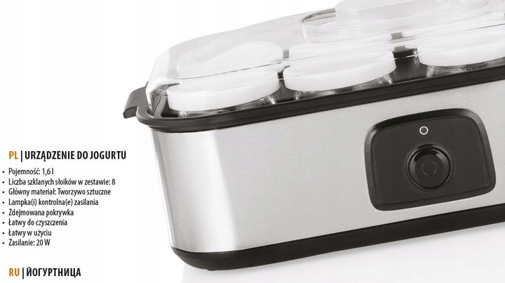 Jogurtownica ZRÓB SOBIE JOGURT DOMOWY x 8 słoiczków bądź i żyj FIT zdrowo