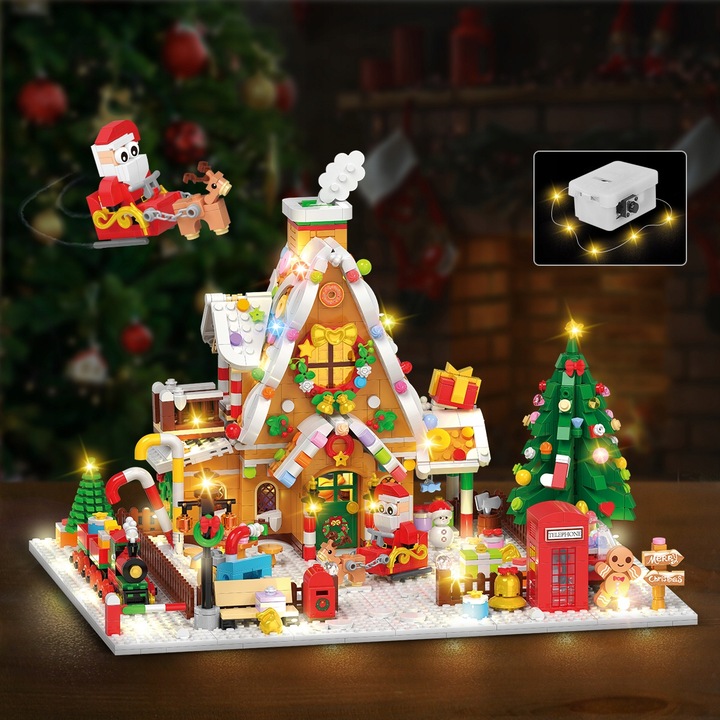 KALENDARZ ADWENTOWY KLOCKI DOMEK Z PIERNIKA CHOINKA MIKOLAJ LED 1763szt 24×