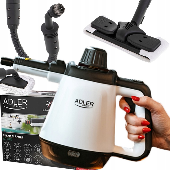 MYJKA PAROWA PAROWNICA CZYŚCIK OKIEN STEAMER 2000W 3,5 bara 13 elementów