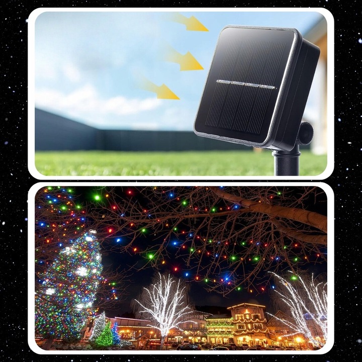 ŚWIĄTECZNE LAMPKI CHOINKOWE SOLARNE 200LED ZEWNĘTRZNE MULTIKOLOR 22M