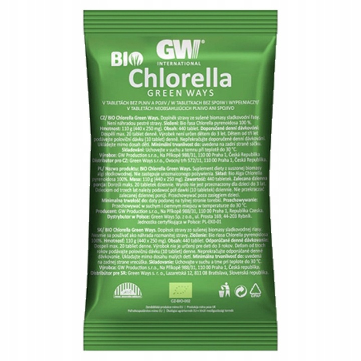 BIO CHLORELLA Green Ways 110 g (440 tabletek) ORIGINAL (1 saszetka)
