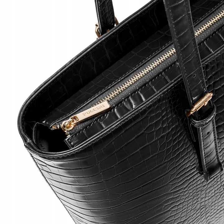 Torebka Damska Shopper Na Ramię PUCCINI Duża Mieści A4 Czarna BML054D-1