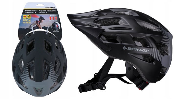 DUNLOP KASK na rower ostrzegawcze światło LED rozmiar M regulowany