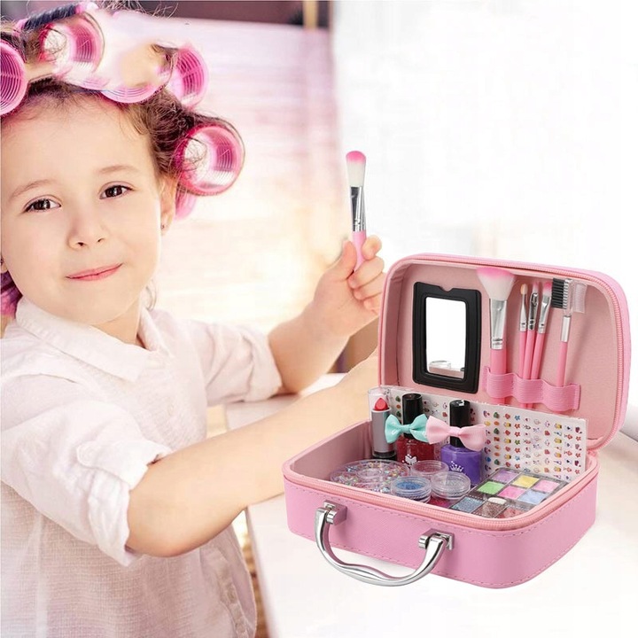 KUFEREK Z KOSMETYKAMI DO MAKIJAŻU MAKE UP DLA DZIECI I LAMPA UV DO PAZNOKCI