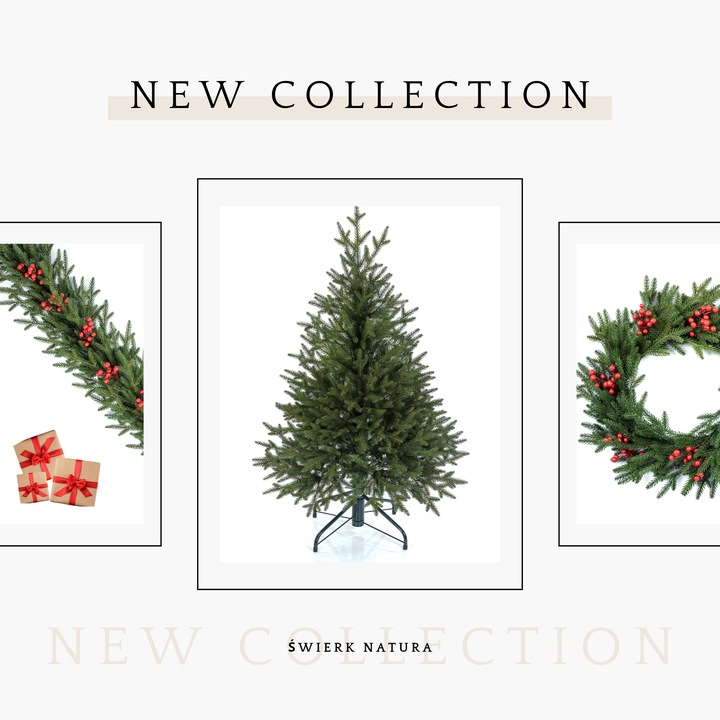 Wianek świąteczny ŚWIERK NATURA jarzębina PE dekoracja drzwi stół wieniec