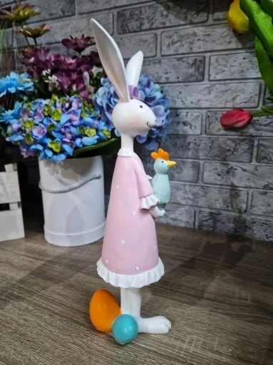 FIGURKA WIELKANOCNY ZAJĄC KRÓLIK z kurą