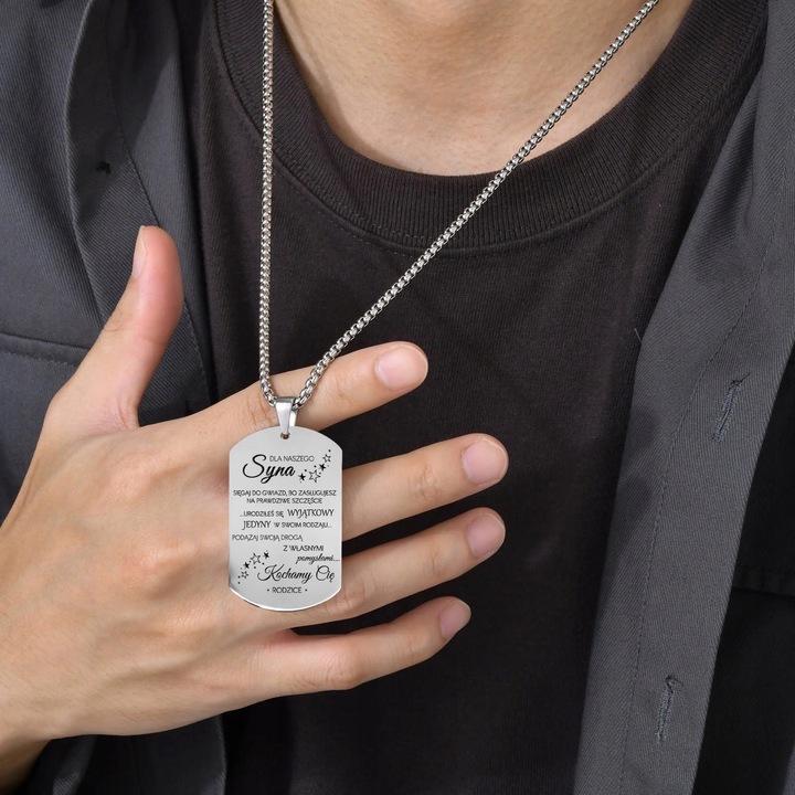 NIEŚMIERTELNIK zawieszka dla syna PREZENT z GRAWEREM