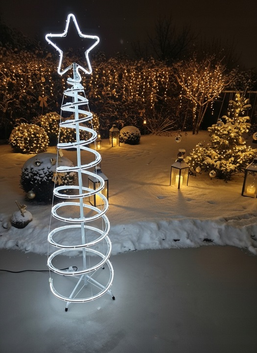 Choinka LED Neonowa Zimna Biel 120 cm Świąteczna Ozdoba Świecąca Zewnętrzna