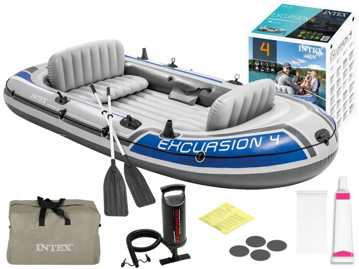 Ponton Wędkarski Excursion 4 os. Intex Pompka + Wiosła 68324 MODEL 2025