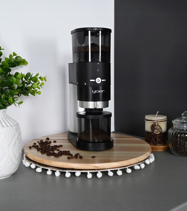 Elektryczny młynek kawy Żarnowy Yoer 150W AUTOMATYCZNY +43 Poziomy mielenia