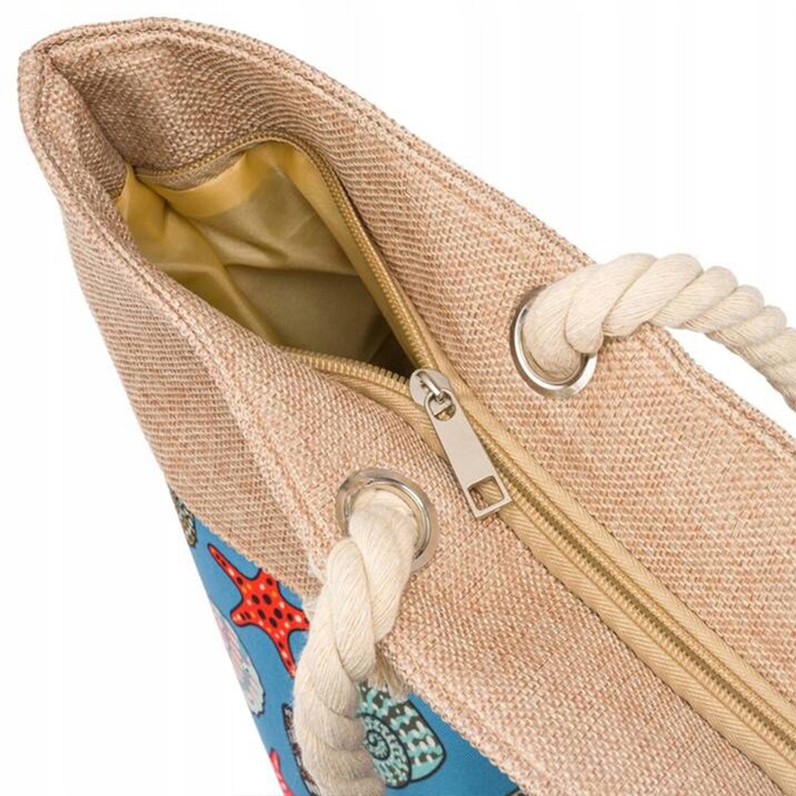 Torba Plażowa Duża Zapinana Na Zamek Torebka Shopper z Podszewką Piknik XXL