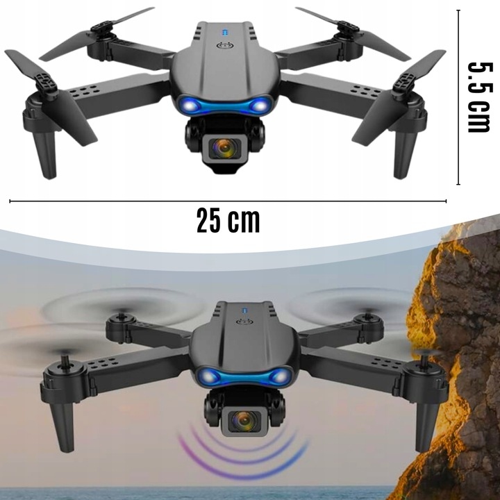 DRON e99 PRO 2x KAMERA 4K ZAWIS 200M UNIKANIE PRZESZKÓD WIFI TORBA PILOT