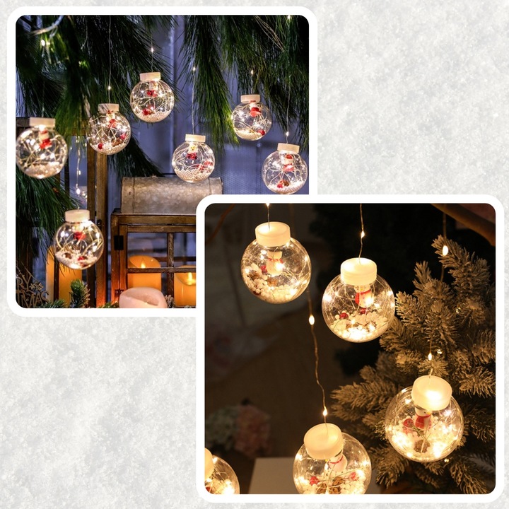 LAMPKI CHOINKOWE LED BOMBKI MIKOŁAJE ŚWIĄTECZNE 10 KUL LED NA USB 3M PILOT