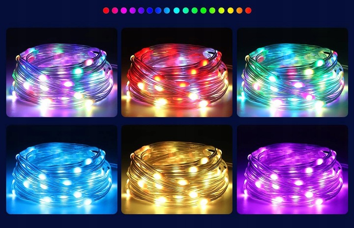 TAŚMA 200 LED INTELIGENTNE LAMPKI APLIKACJA BLUETOOTH PILOT STEROWANIE 20M