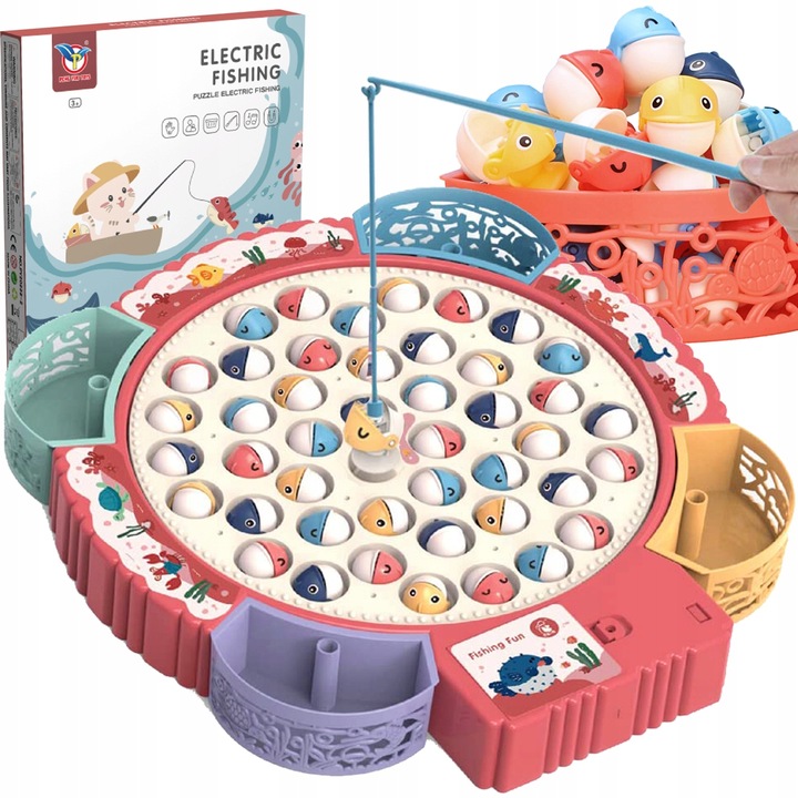 GRA ZRĘCZNOSCIOWA ŁOWIENIE RYBEK NA MAGNES KOTEK WĘDKI PUZZLE DLA DZIECI
