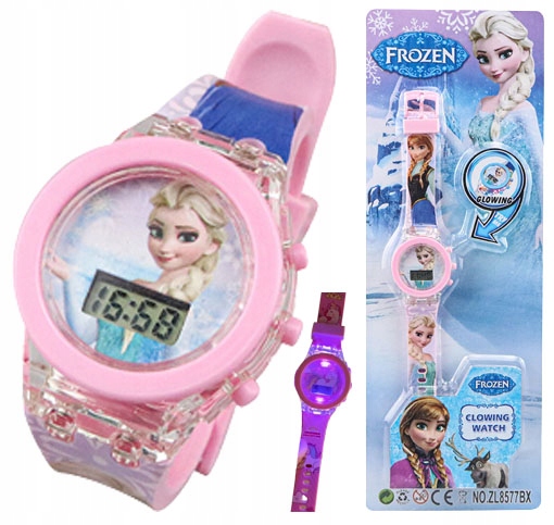 zegarek dziecięcy FROZEN kraina lodu LED dla dziewczynki dzieci ŚWIATŁO