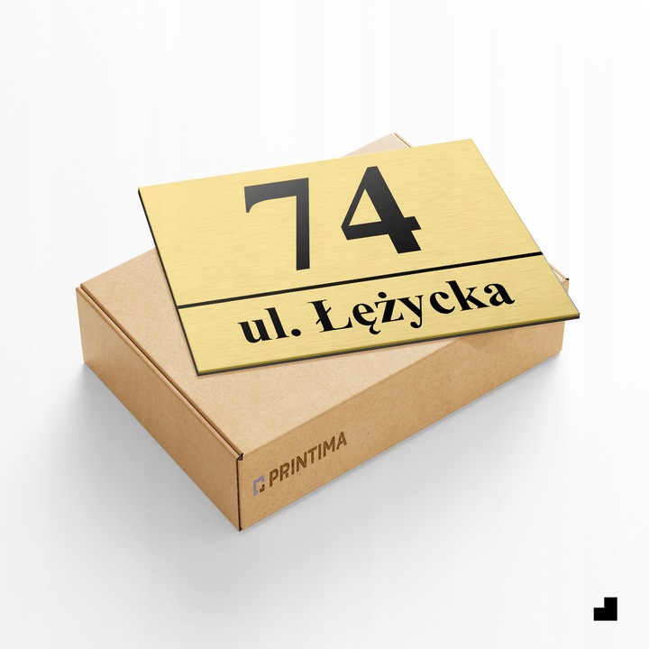 NUMER NA DOM TABLICZKA ADRESOWA Z NUMEREM DOMU 32x21 cm Złota + DYSTANSE