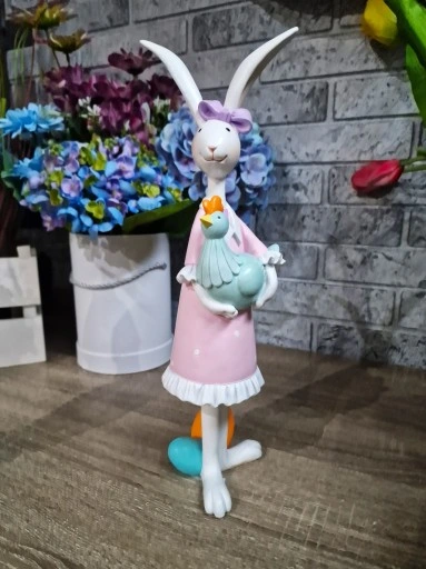 FIGURKA WIELKANOCNY ZAJĄC KRÓLIK z kurą